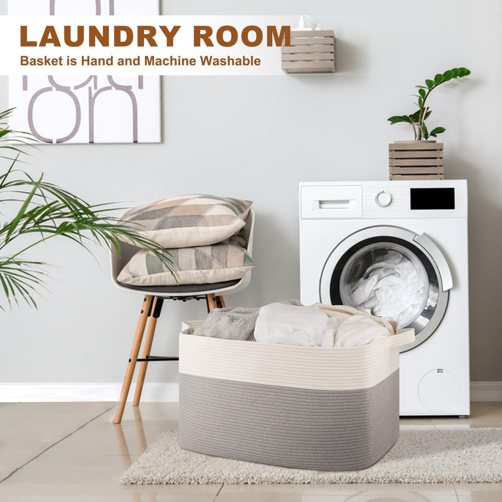 OIASKET extra-large laundry basket standing open demonstrates spacious 95L capacity