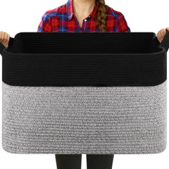 OIASKET extra-large laundry basket folded shows space-saving storage and easy reshaping