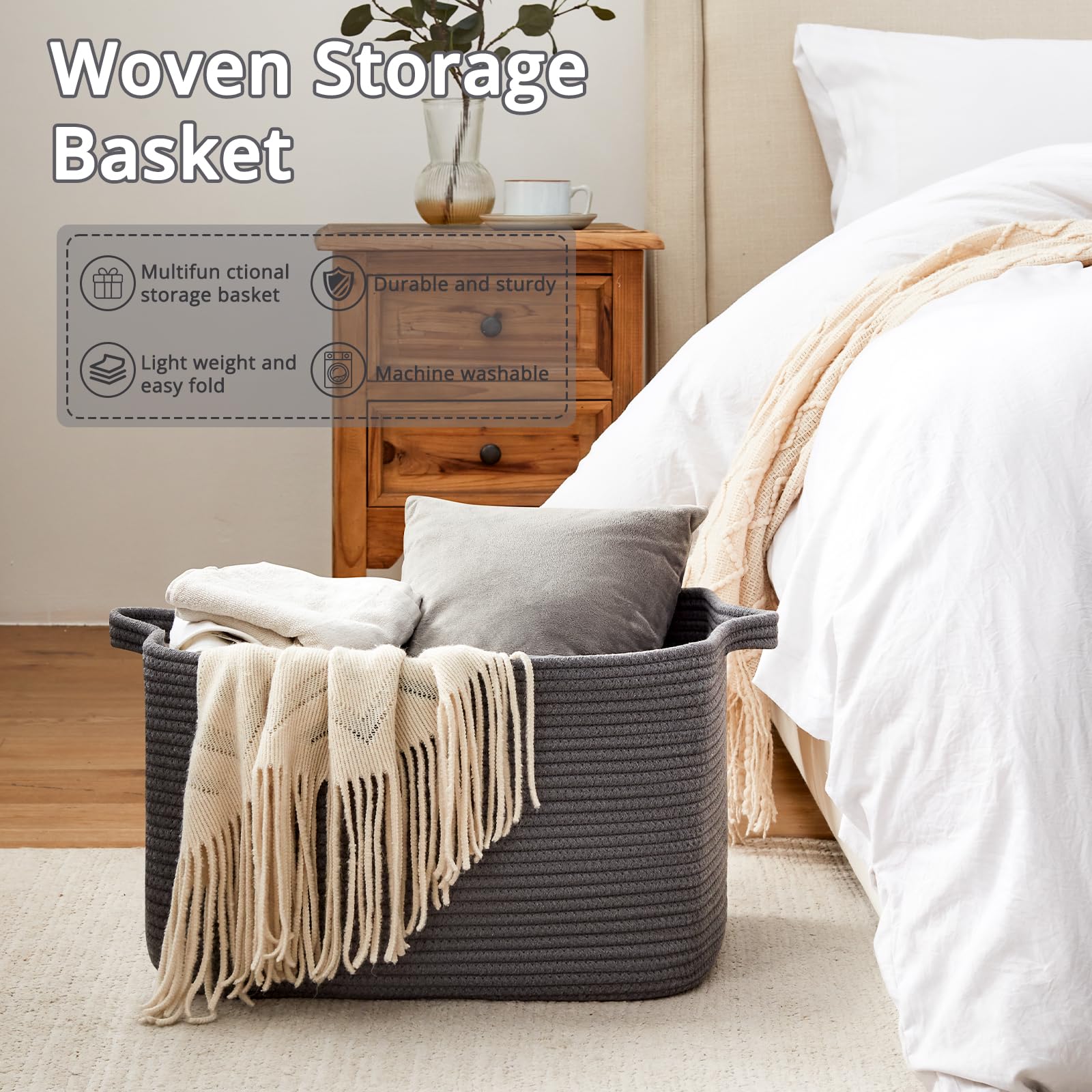 OIASKET foldable storage basket saves space when not in use.