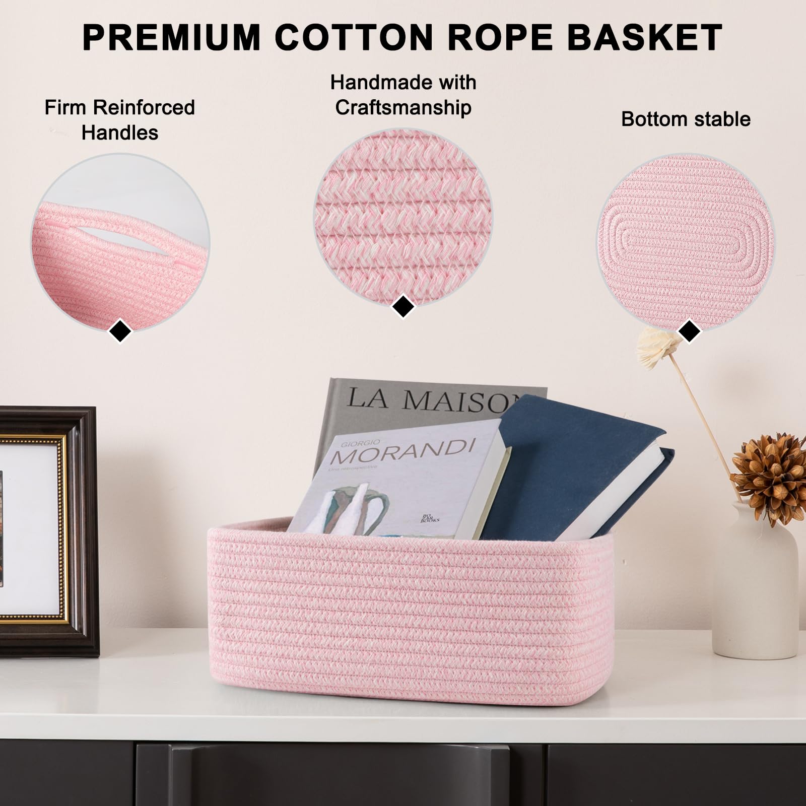 OIASKET foldable storage baskets in pink ready to tuck away when not in use