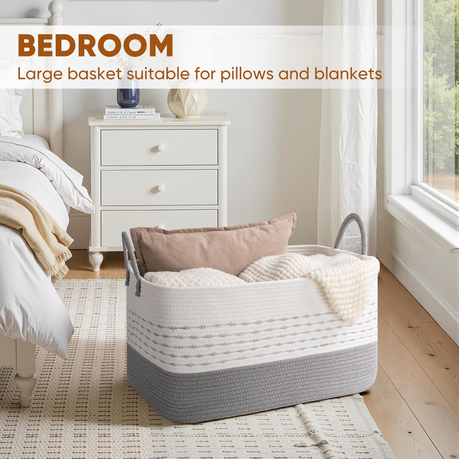 OIASKET folded-for-shipping state; reshapes when filled with towels or blankets