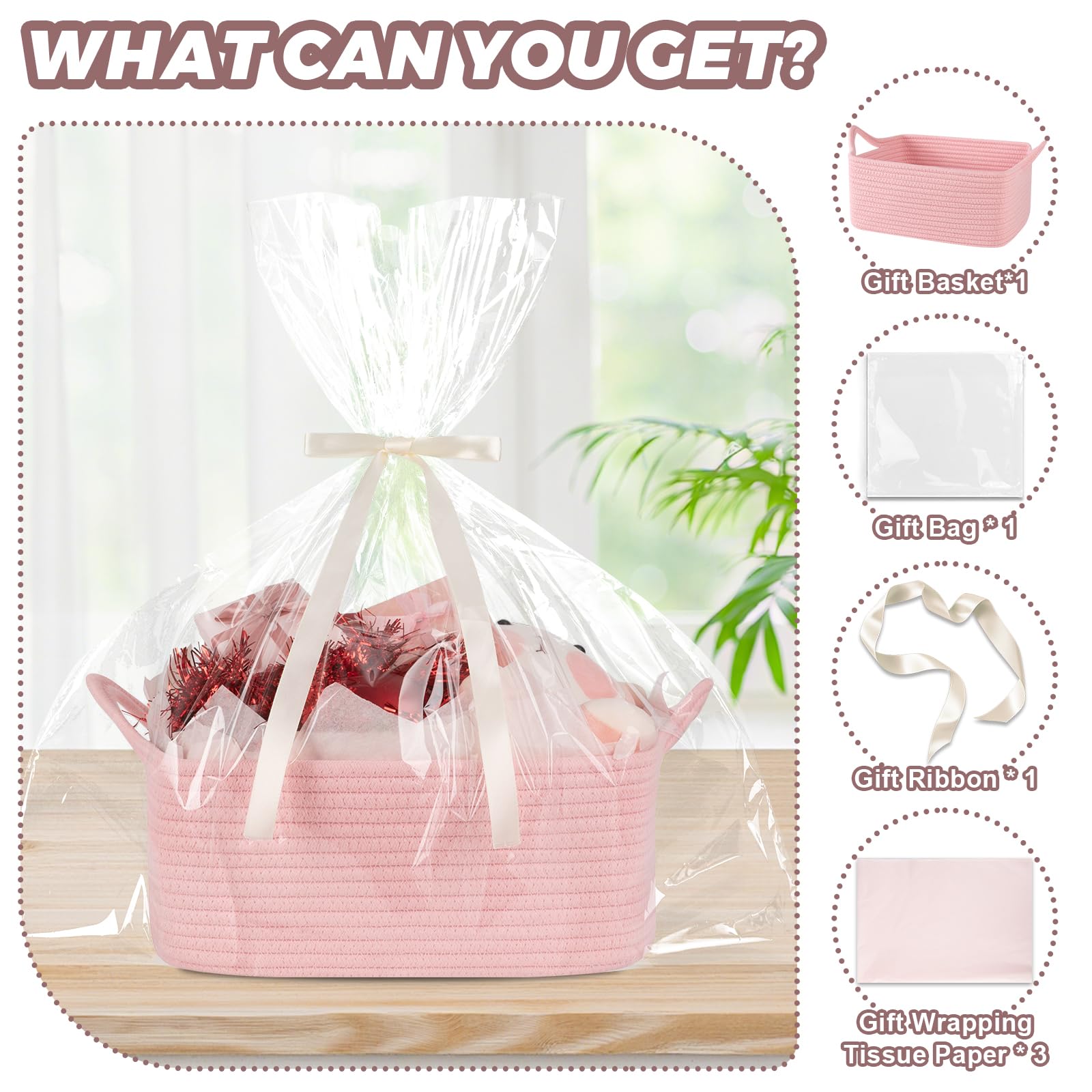 OIASKET gift bag and ribbon enhance the basket's presentation.