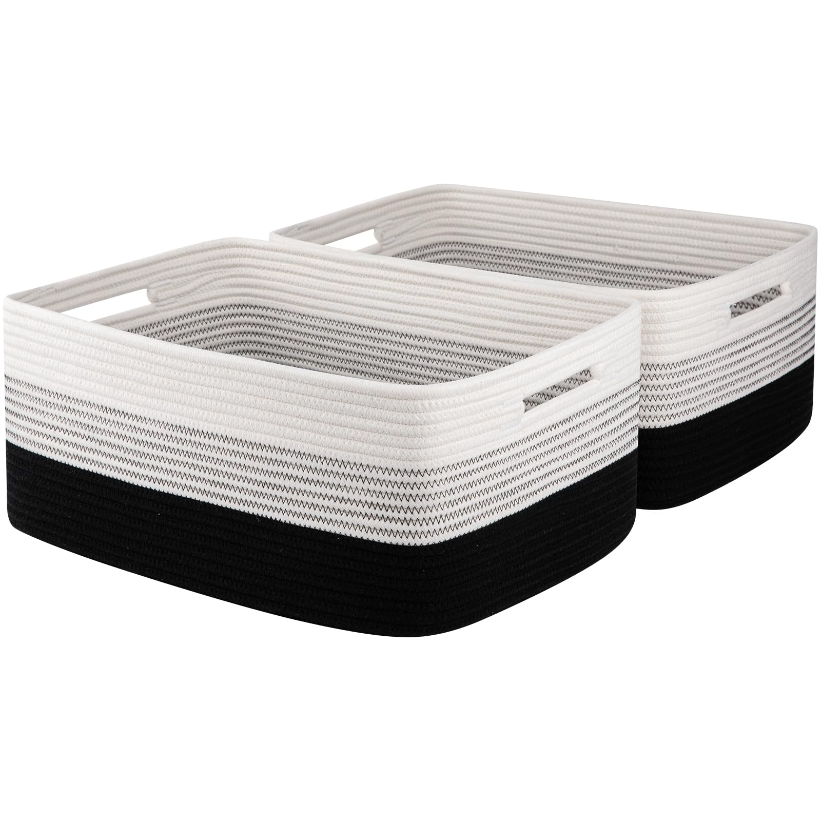 OIASKET gradient black storage basket on shelf offers space-saving organization.