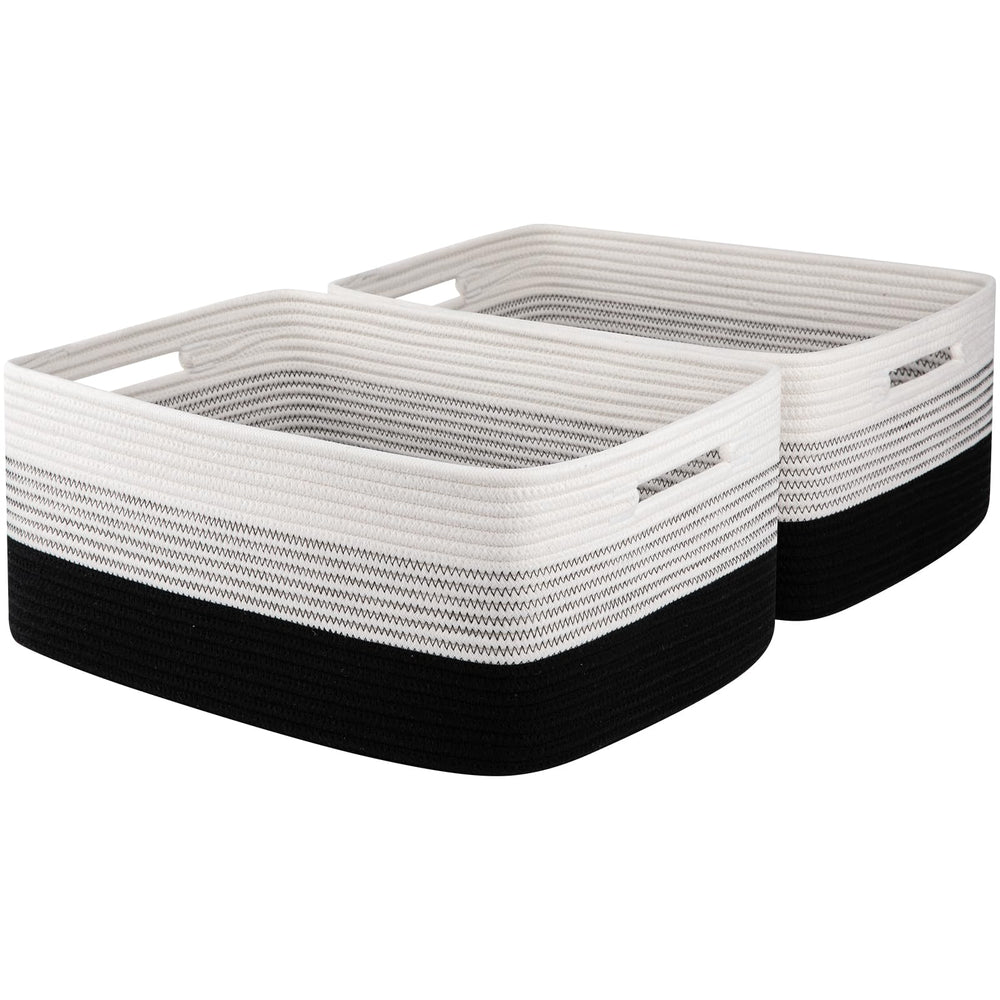 OIASKET gradient black storage basket on shelf offers space-saving organization.