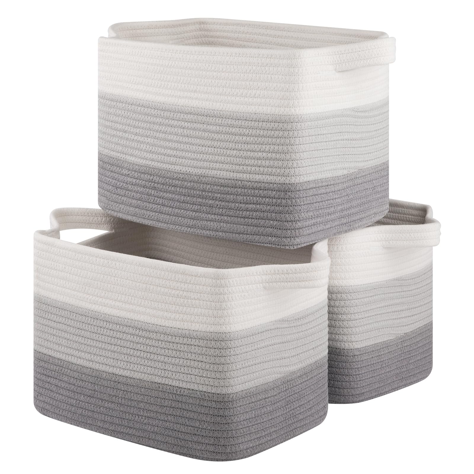 OIASKET gradient grey baskets on shelf for tidy toy and book storage