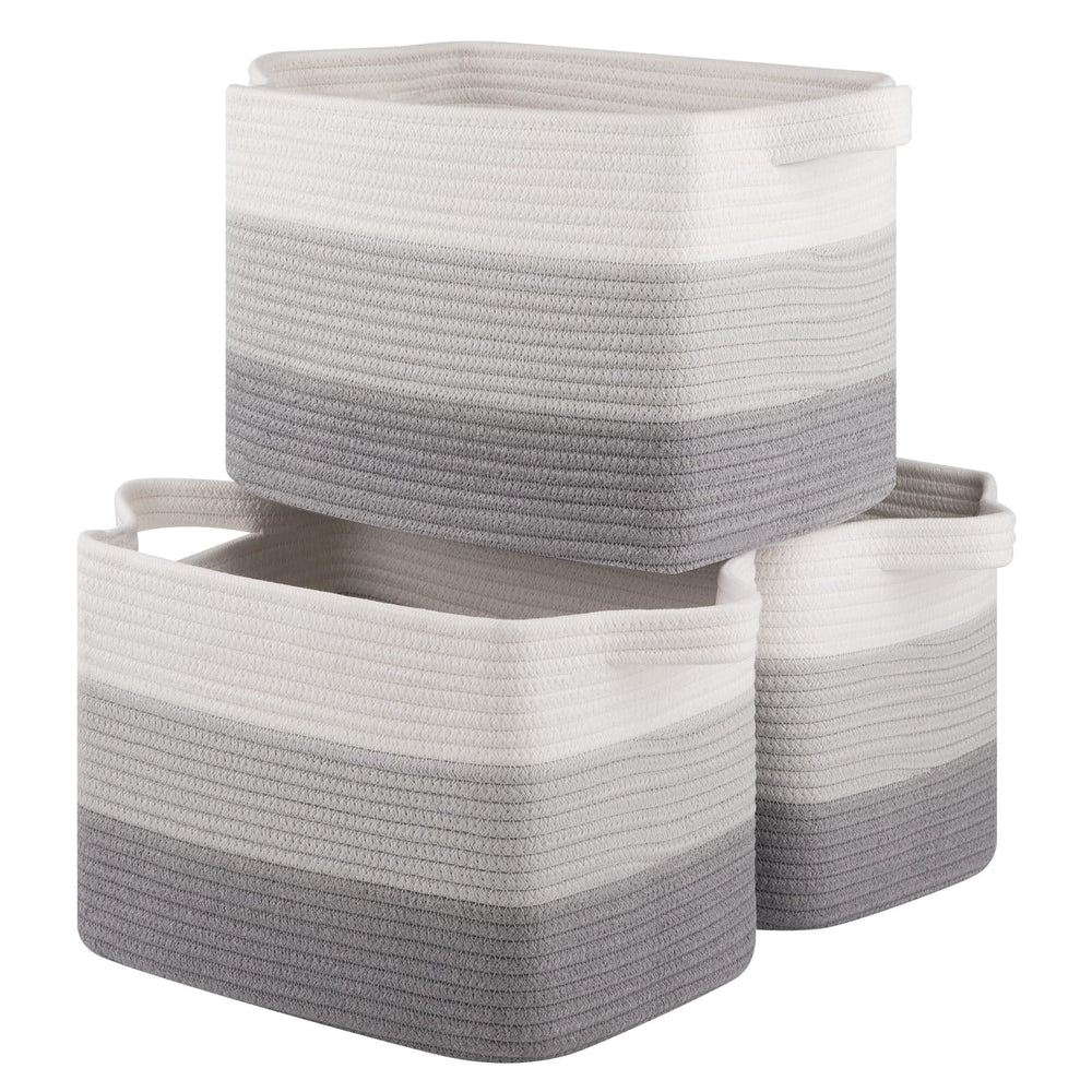 OIASKET gradient grey baskets on shelf for tidy toy and book storage