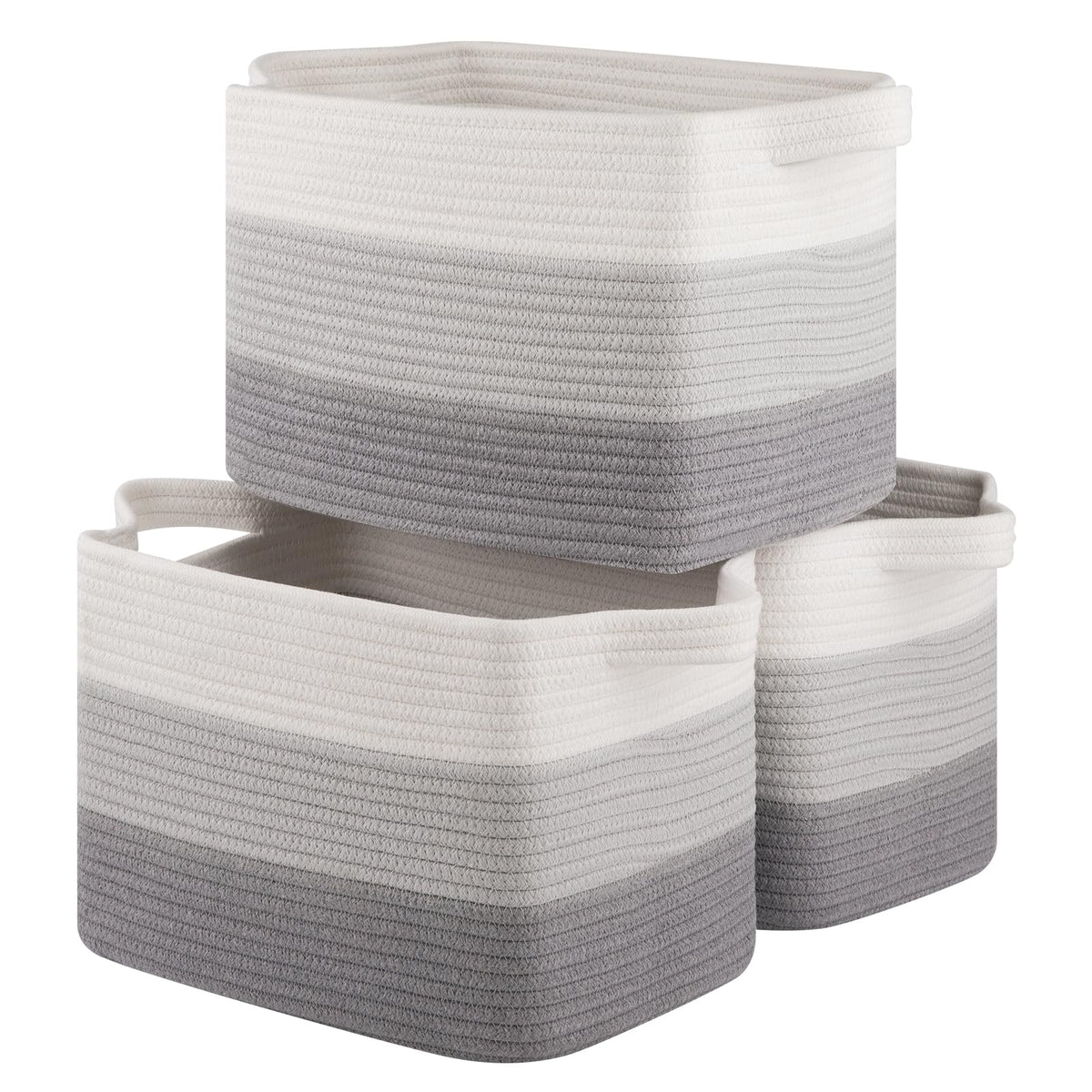 OIASKET gradient grey baskets on shelf for tidy toy and book storage