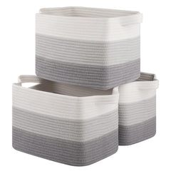 OIASKET gradient grey baskets on shelf for tidy toy and book storage