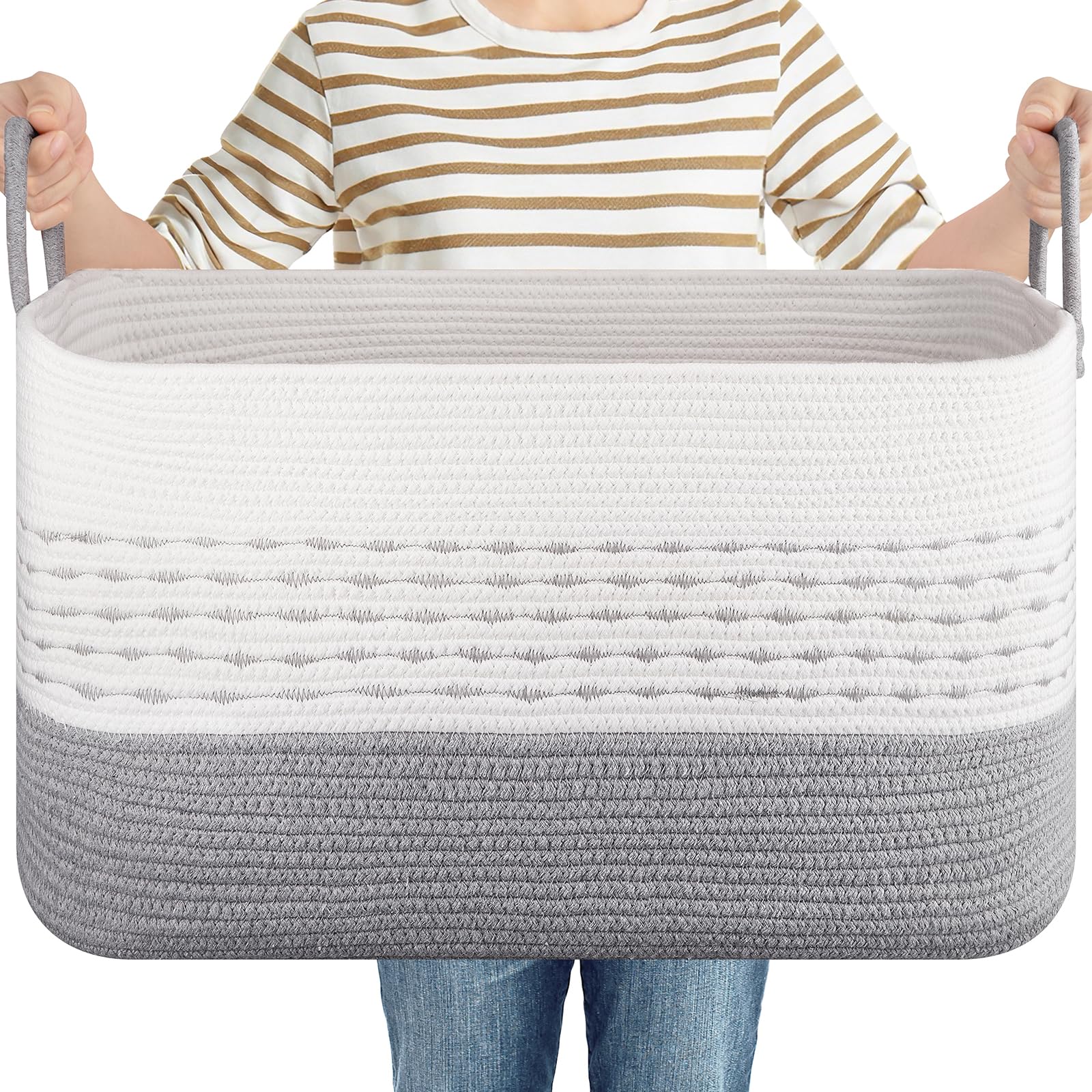OIASKET large blanket basket with 22x17-inch rectangle opening for blankets and cushions