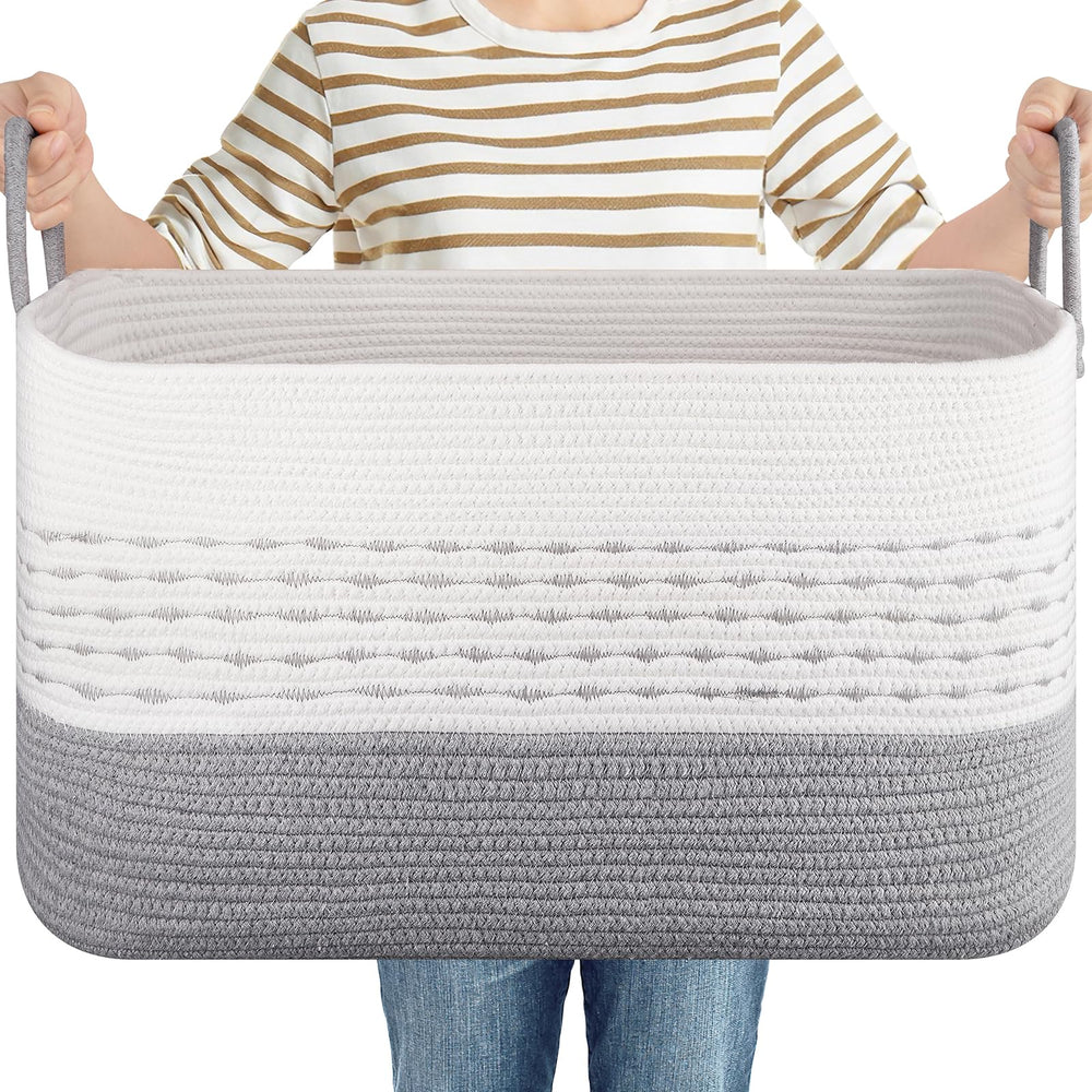 OIASKET large blanket basket with 22x17-inch rectangle opening for blankets and cushions