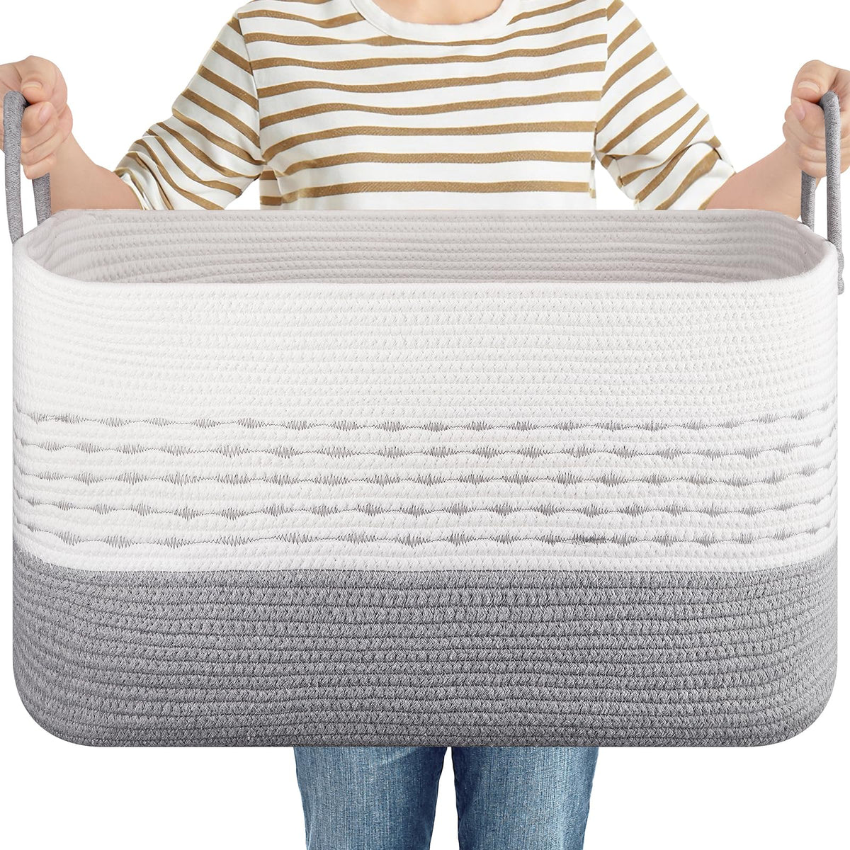 OIASKET large blanket basket with 22x17-inch rectangle opening for blankets and cushions