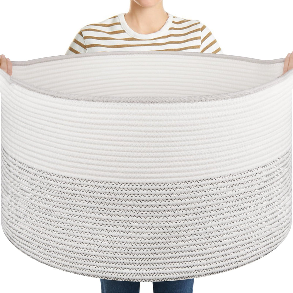 OIASKET large blanket basket with handles for easy portability and organized storage.