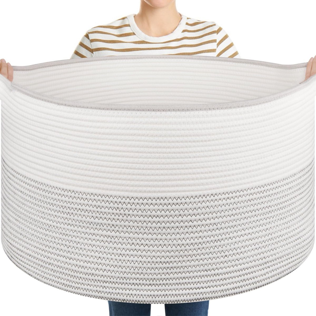 OIASKET large blanket basket with handles for easy portability and organized storage.