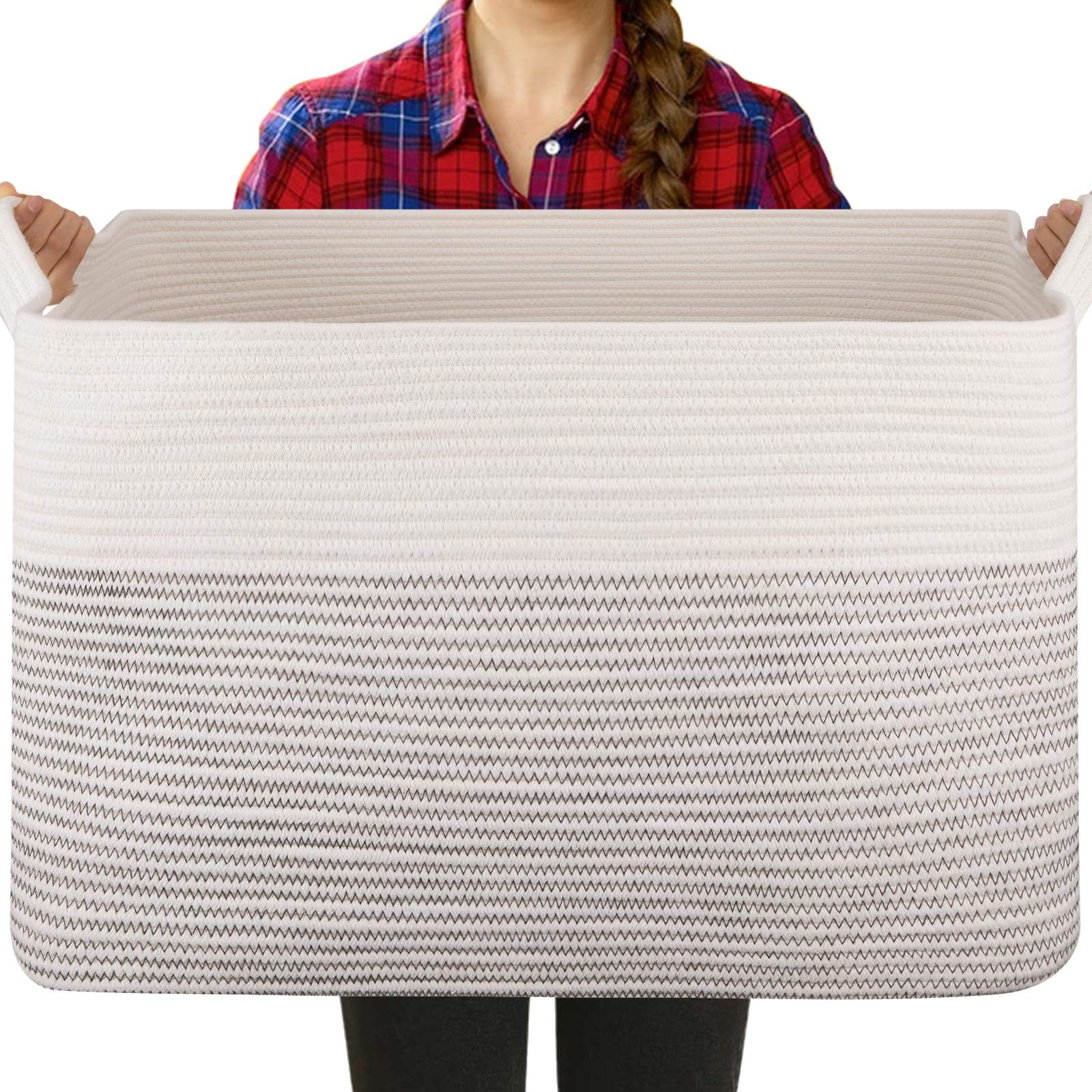OIASKET large blanket basket in living room stores blankets and toys neatly