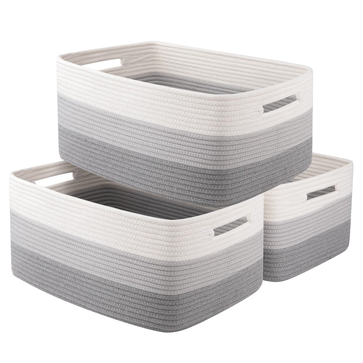 OIASKET large storage basket trio on shelf for organized clothes and blankets.
