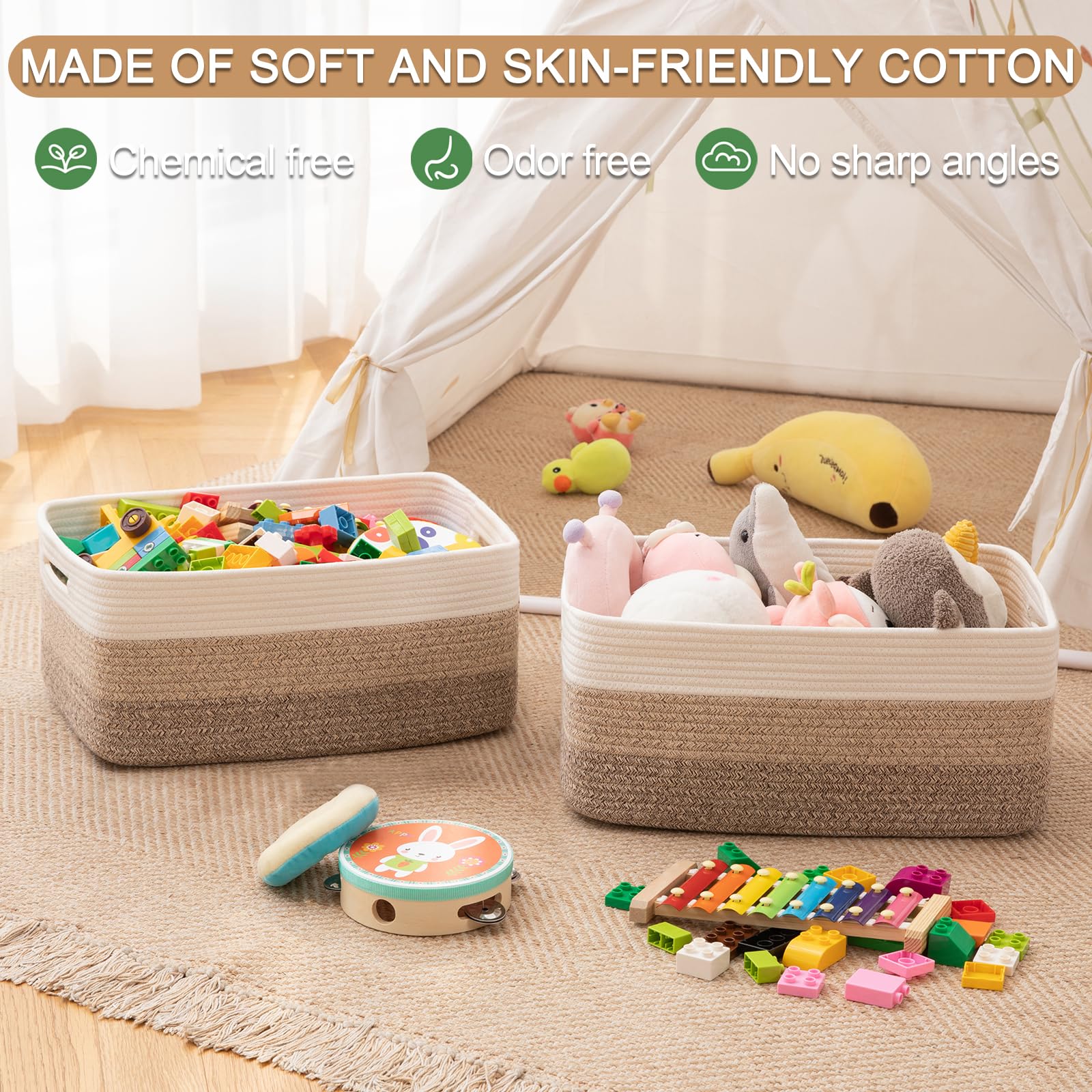 OIASKET gradient yellow basket storing blankets on table