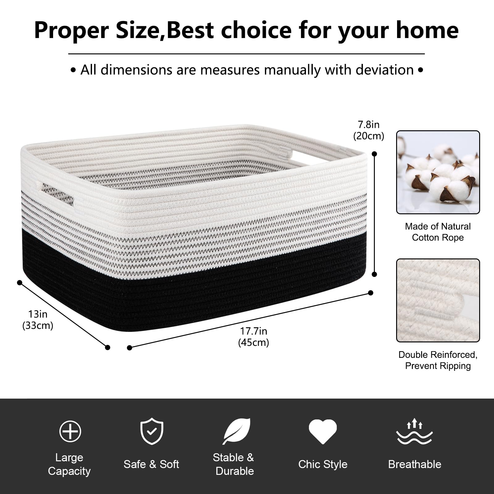 OIASKET large storage basket with soft cotton rope texture is baby-friendly nursery storage.