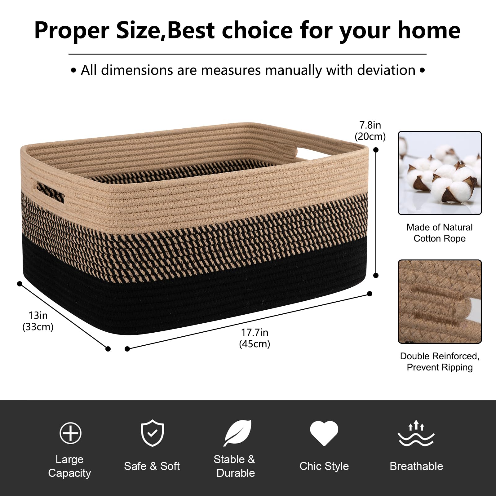 OIASKET large storage basket soft rope close-up shows durable, baby-friendly material.