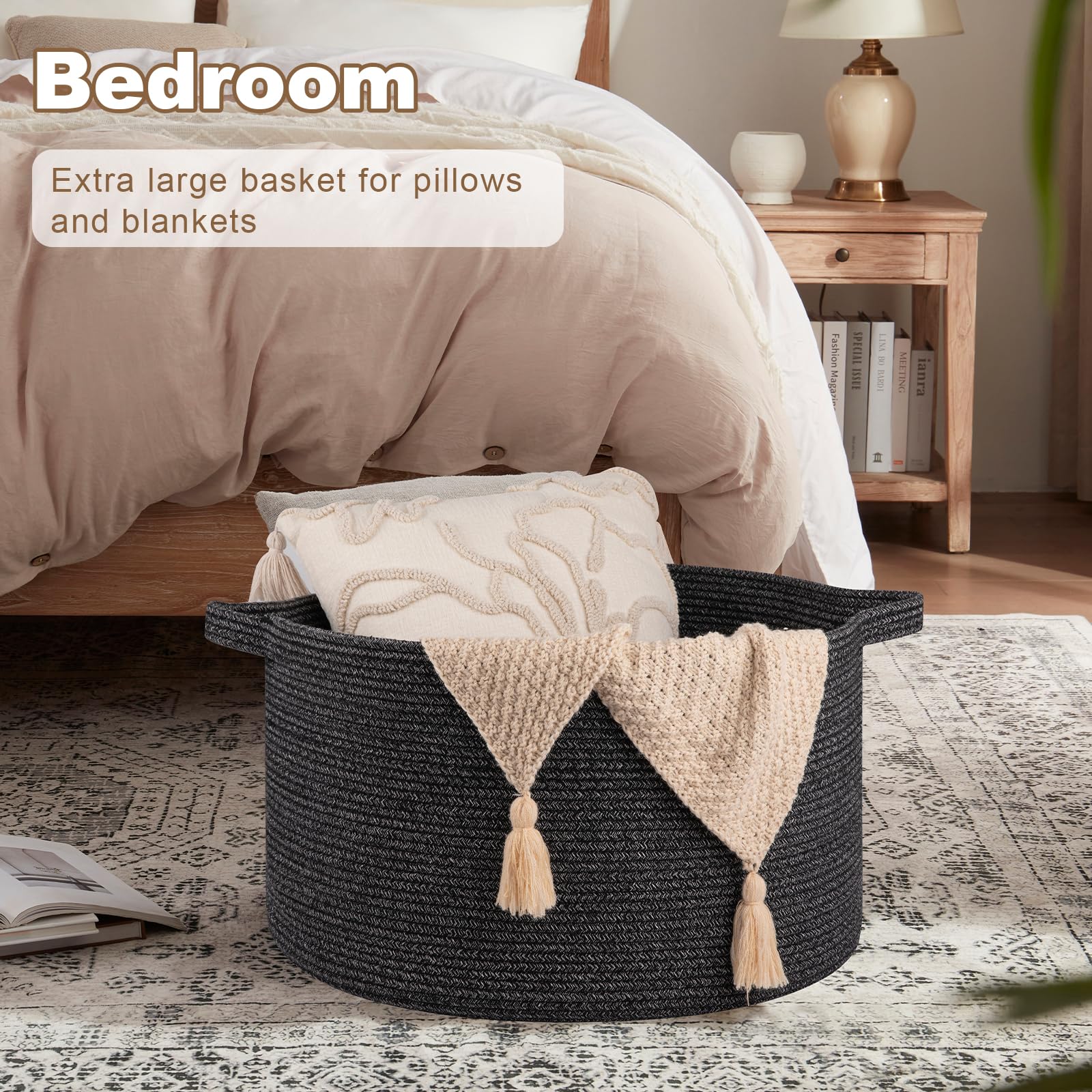 OIASKET basket handles in this image highlight reinforced stitching for heavy loads and easy carrying.