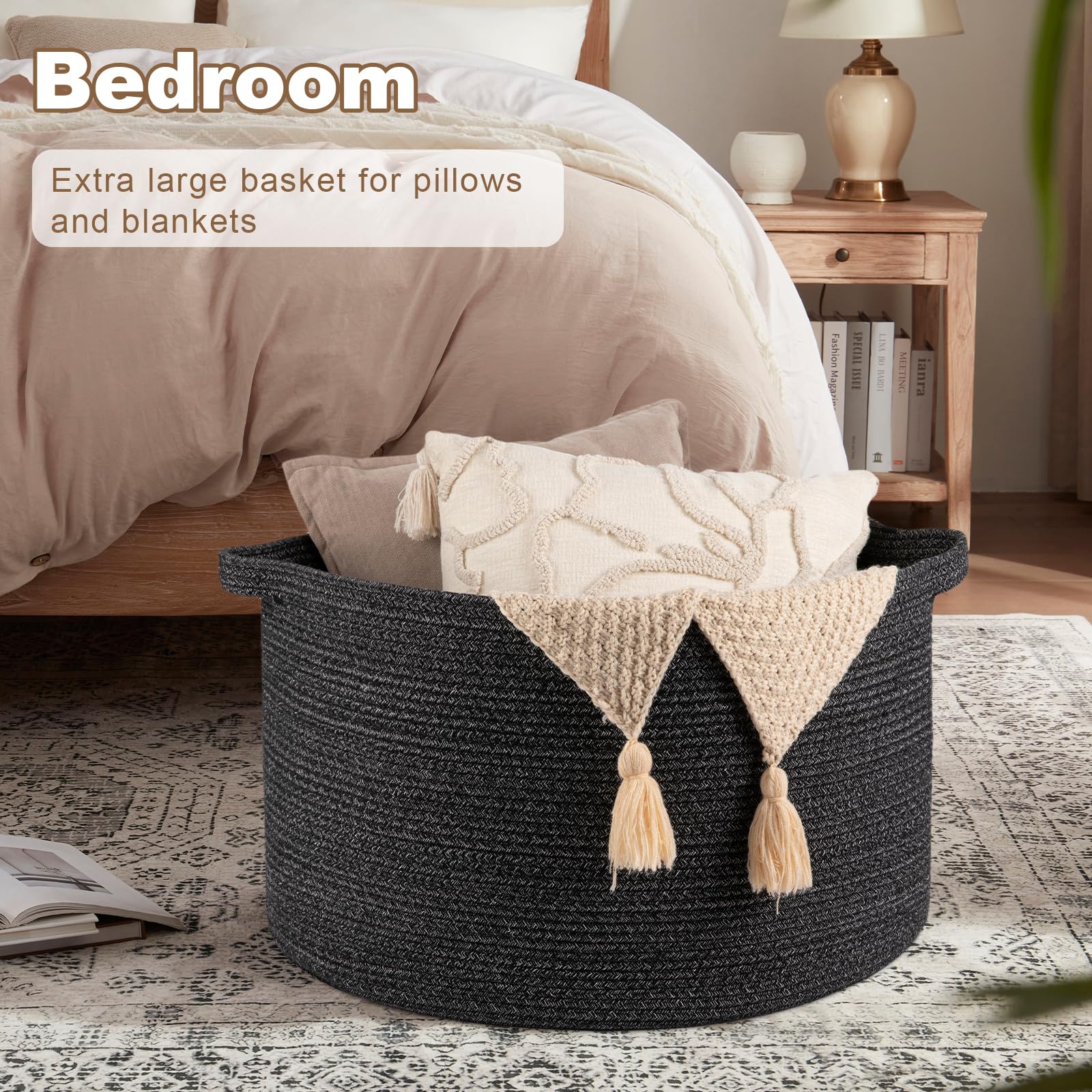 OIASKET durable-handled basket features sturdy handles for easy carrying.