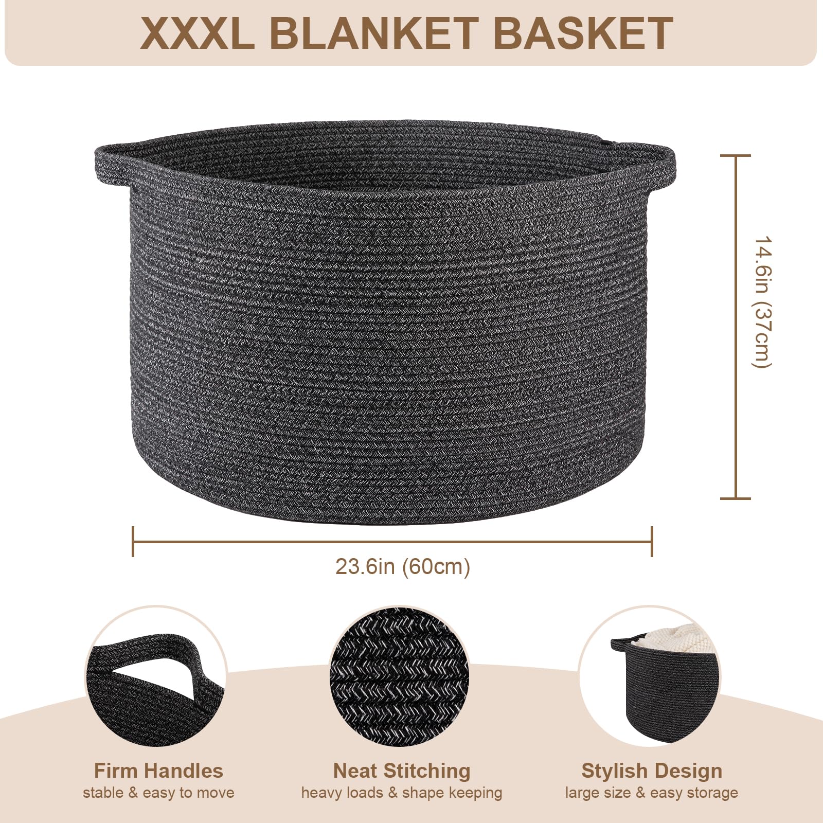 OIASKET living-room-organizer large woven basket stores pillows neatly.