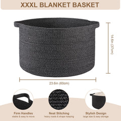 OIASKET living-room-organizer large woven basket stores pillows neatly.