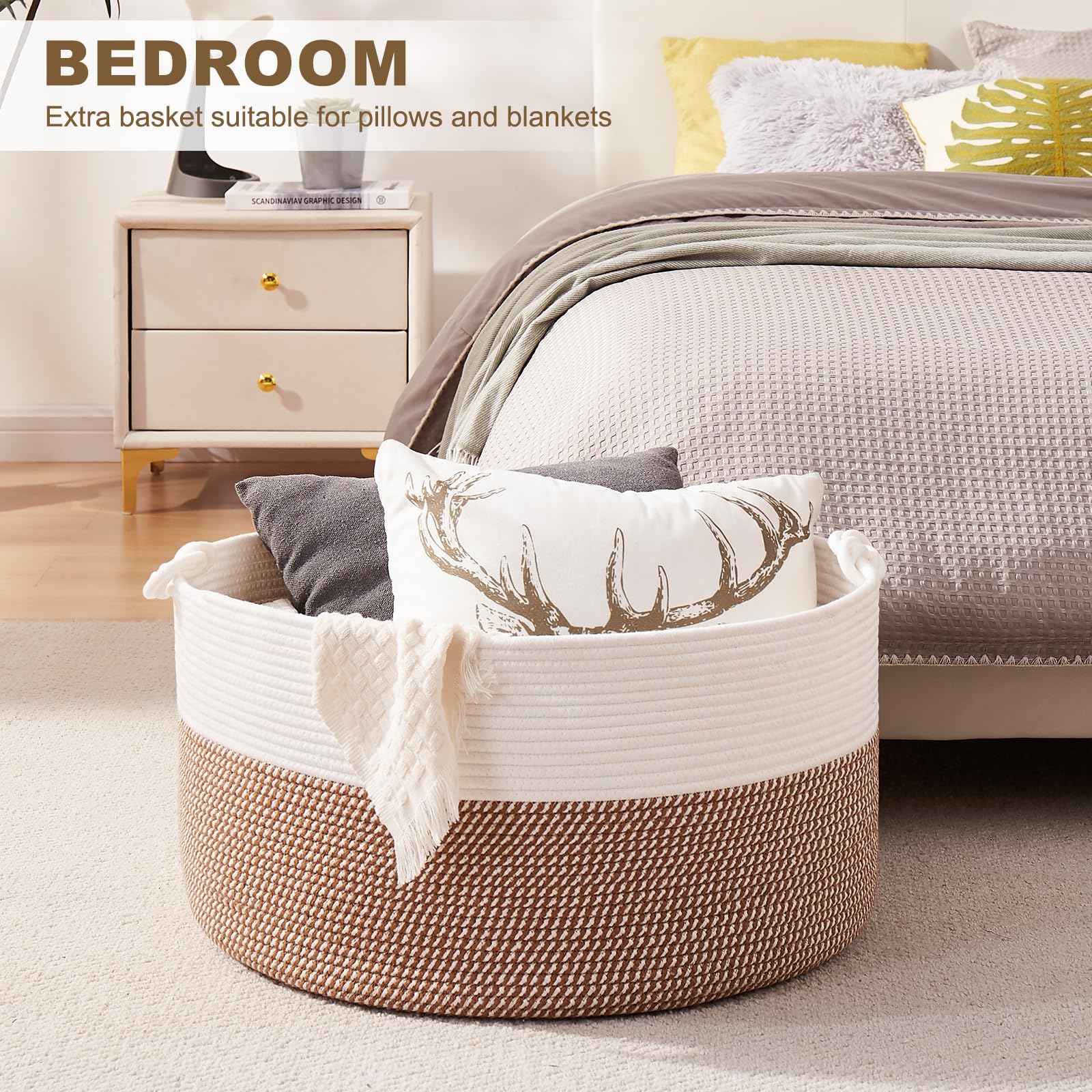 OIASKET laundry basket with cotton rope for clothing storage.