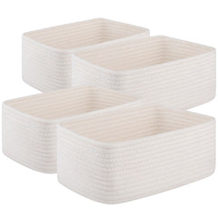 OIASKET mini woven rope storage basket white for toy organization on shelves