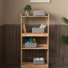 OIASKET mini woven rope storage bins in grey, ideal for toys or towels on shelves