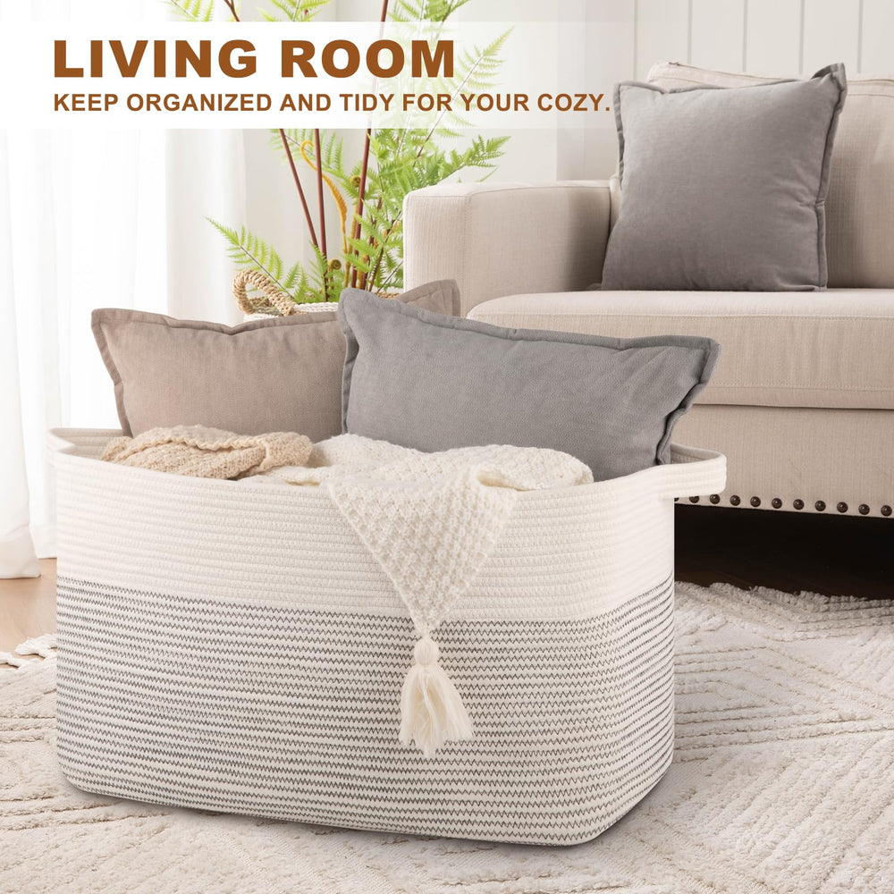 OIASKET multi-functional storage for blankets, toys, towels with neutral styling