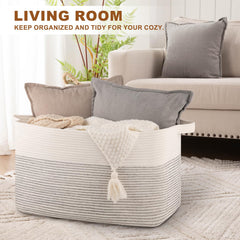 OIASKET multi-functional storage for blankets, toys, towels with neutral styling