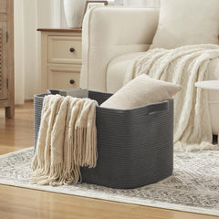 OIASKET natural cotton rope material provides soft, pet- and kid-friendly storage.