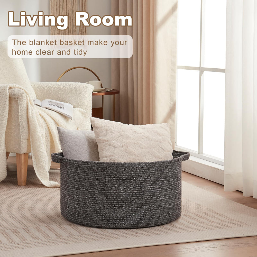 OIASKET neutral-design-basket blends with décor while expanding storage options.