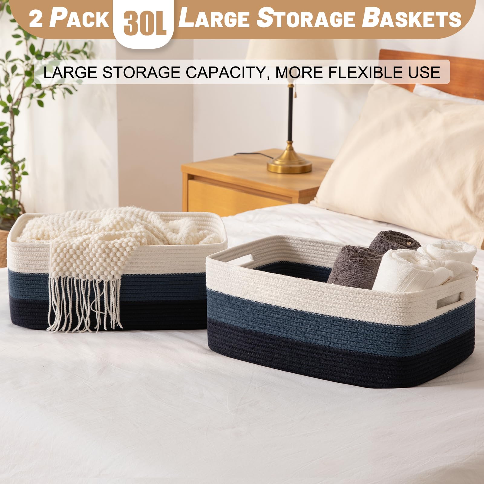 OIASKET nursery storage gradient blue neatly houses blankets and plush items.