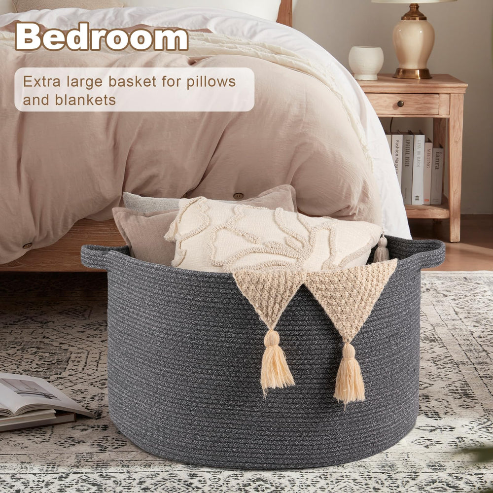 OIASKET pillow towel storage basket neatly contains pillows and towels
