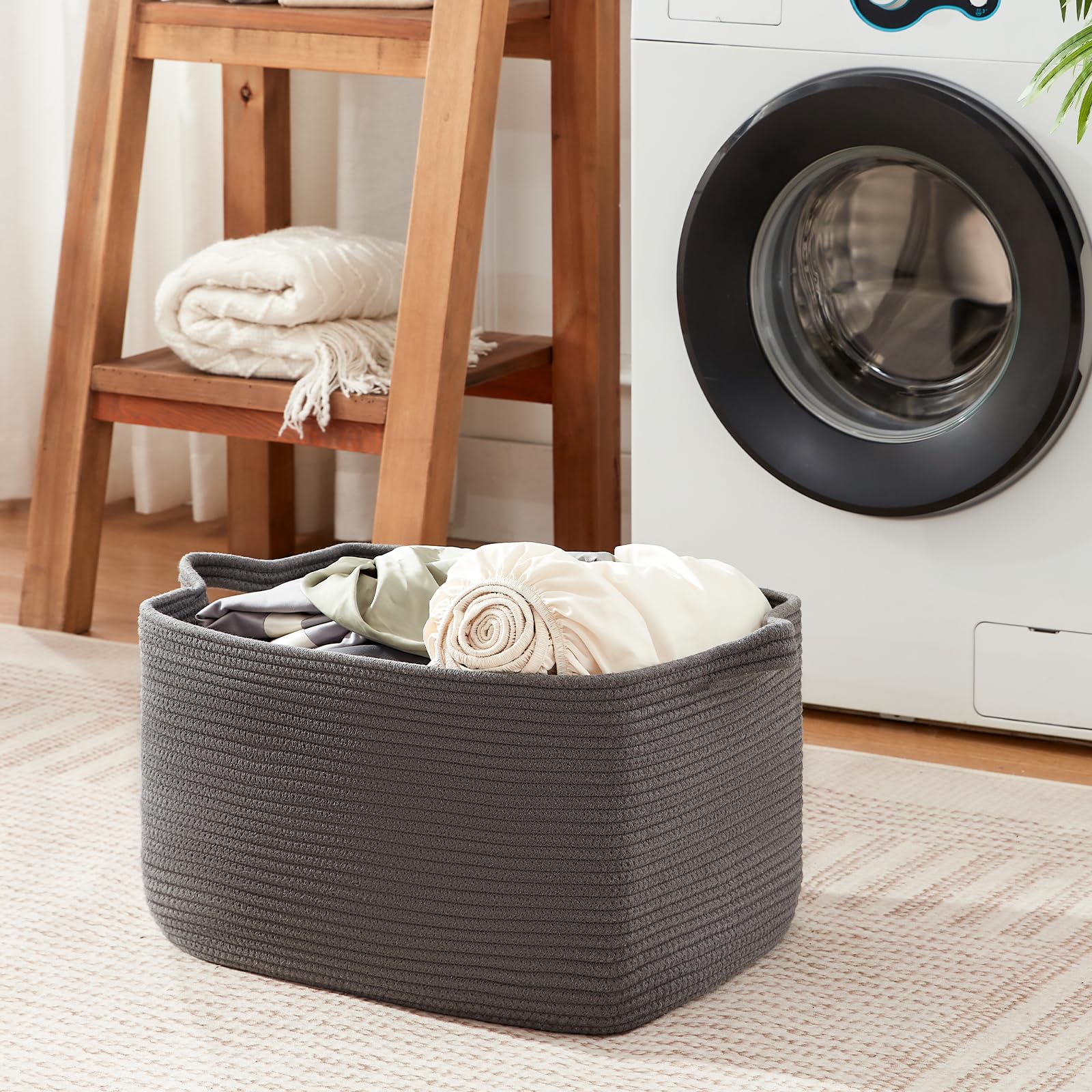 OIASKET portable basket with sturdy handles for easy moving around the home.