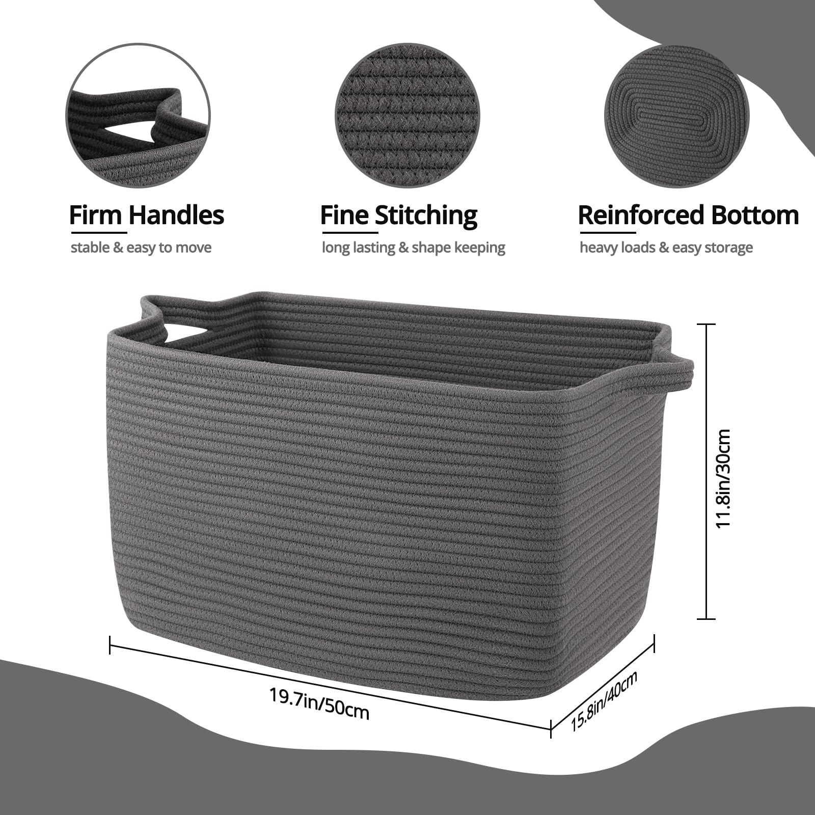 OIASKET rectangle basket stores toys, keeping nurseries clutter-free.