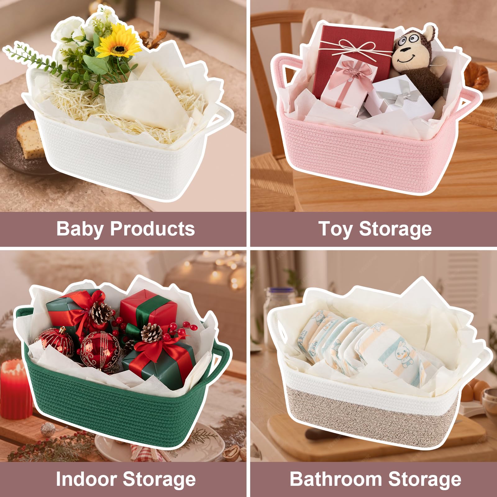 OIASKET rope-handled basket offers sturdy carrying for home use.