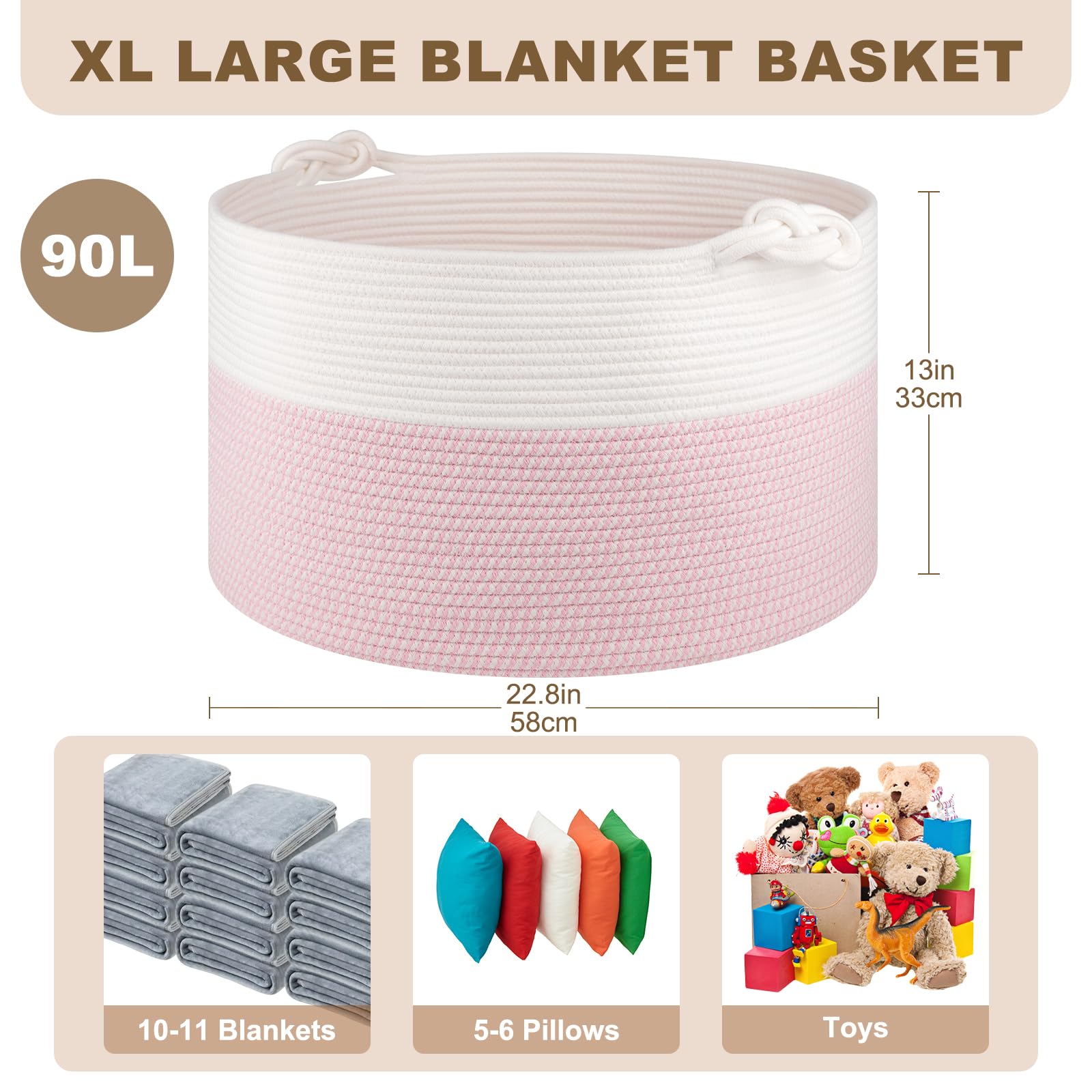 OIASKET soft cotton rope material emphasizes safe, pet-friendly storage.