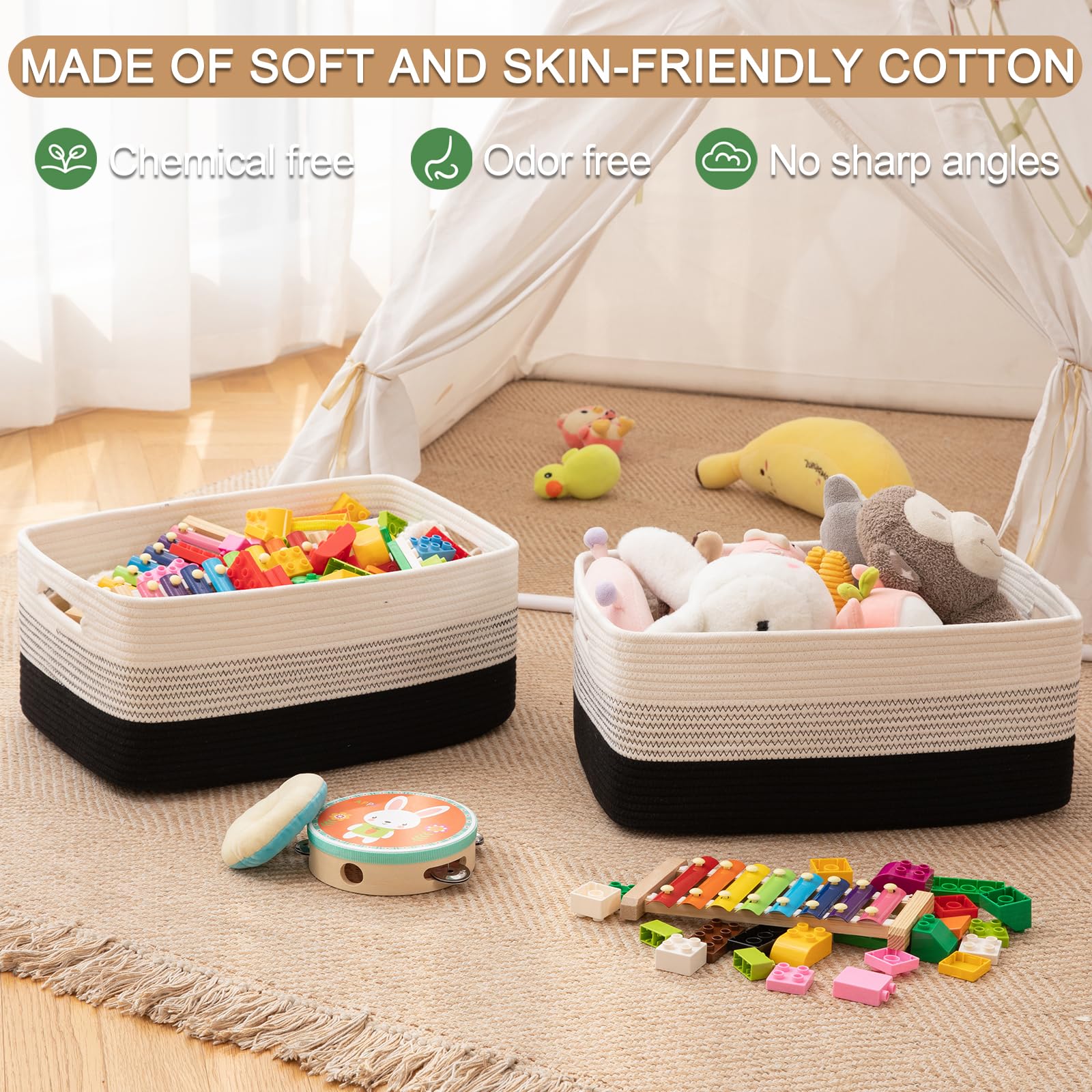 OIASKET storage basket ideal for blankets, throws, or extra pillows.