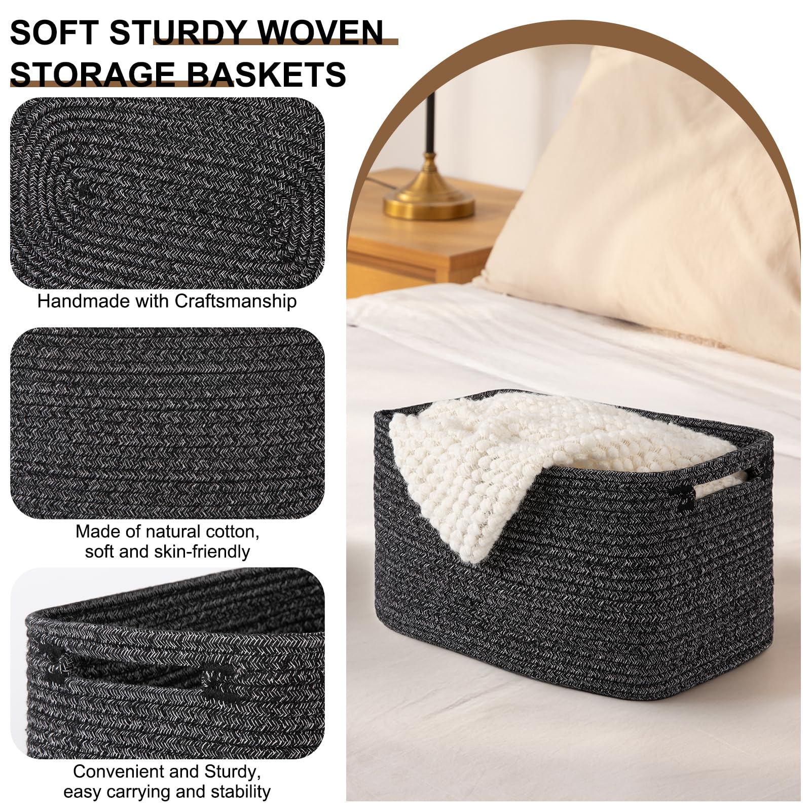 OIASKET storage basket handles enable easy carrying of items.