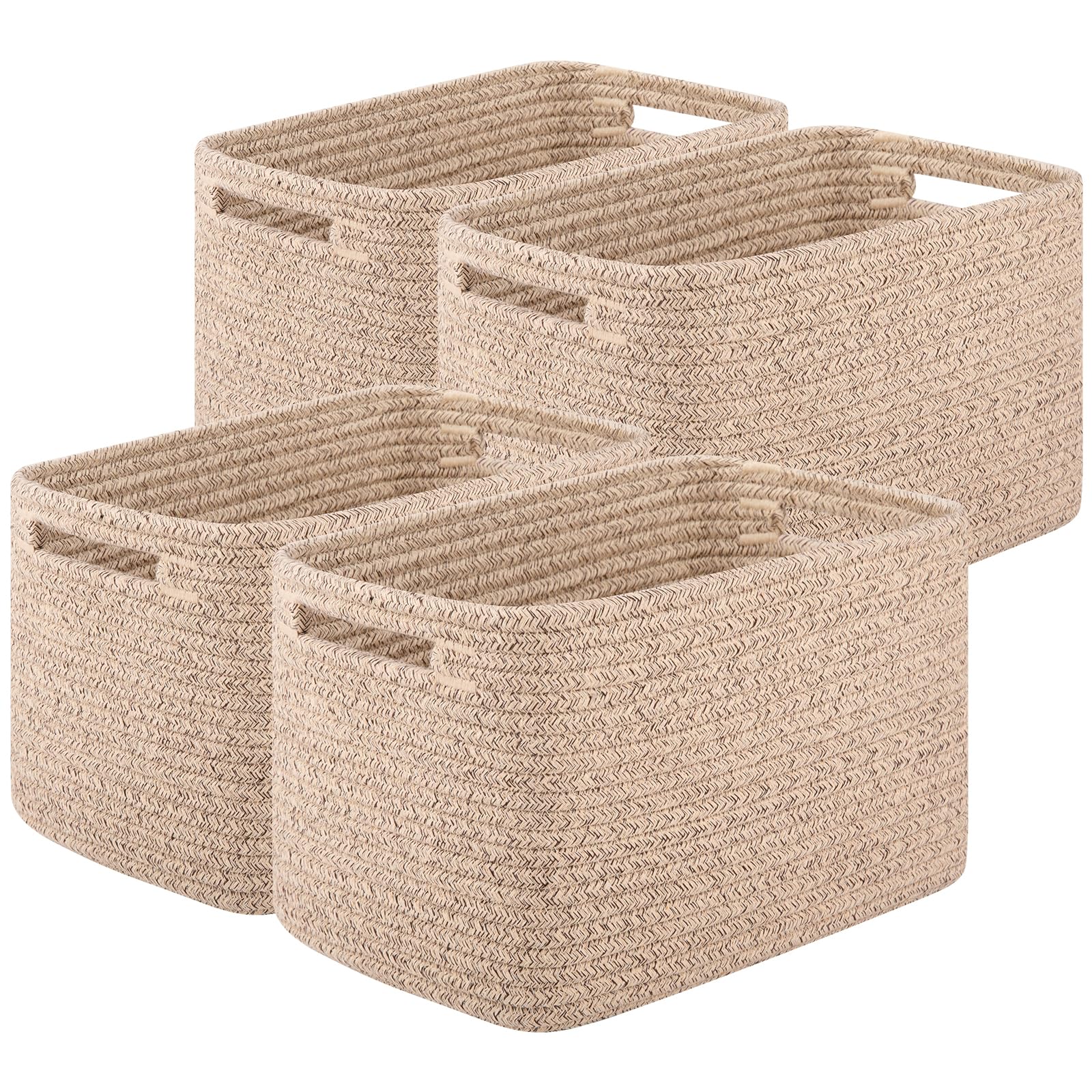 oiasket storage basket side view highlights durable cotton rope construction for clutter-free living spaces.