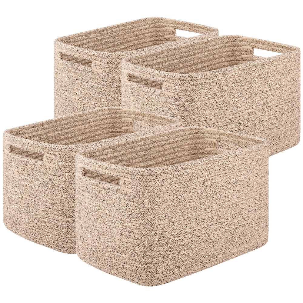 oiasket storage basket side view highlights durable cotton rope construction for clutter-free living spaces.