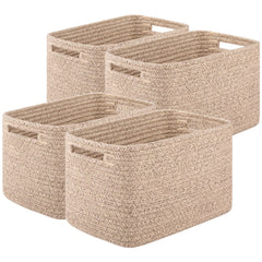 oiasket storage basket side view highlights durable cotton rope construction for clutter-free living spaces.