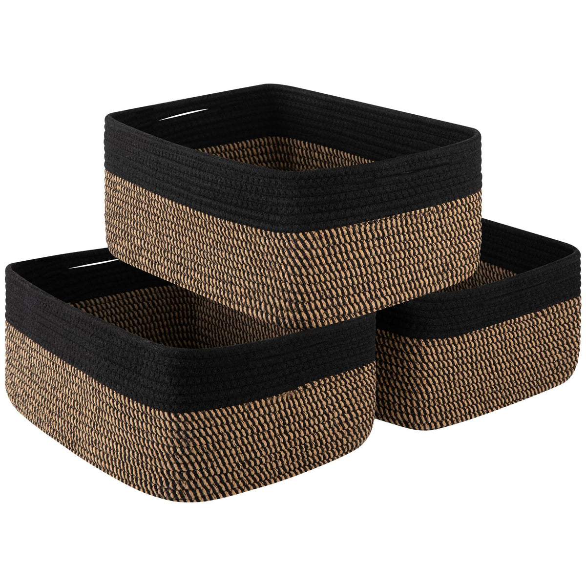 OIASKET storage baskets 3-pack on shelf keep toys and books neatly organized.