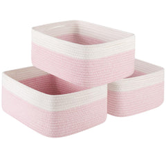 OIASKET 3-pack pink storage baskets ready for shelf organization and tidy closets