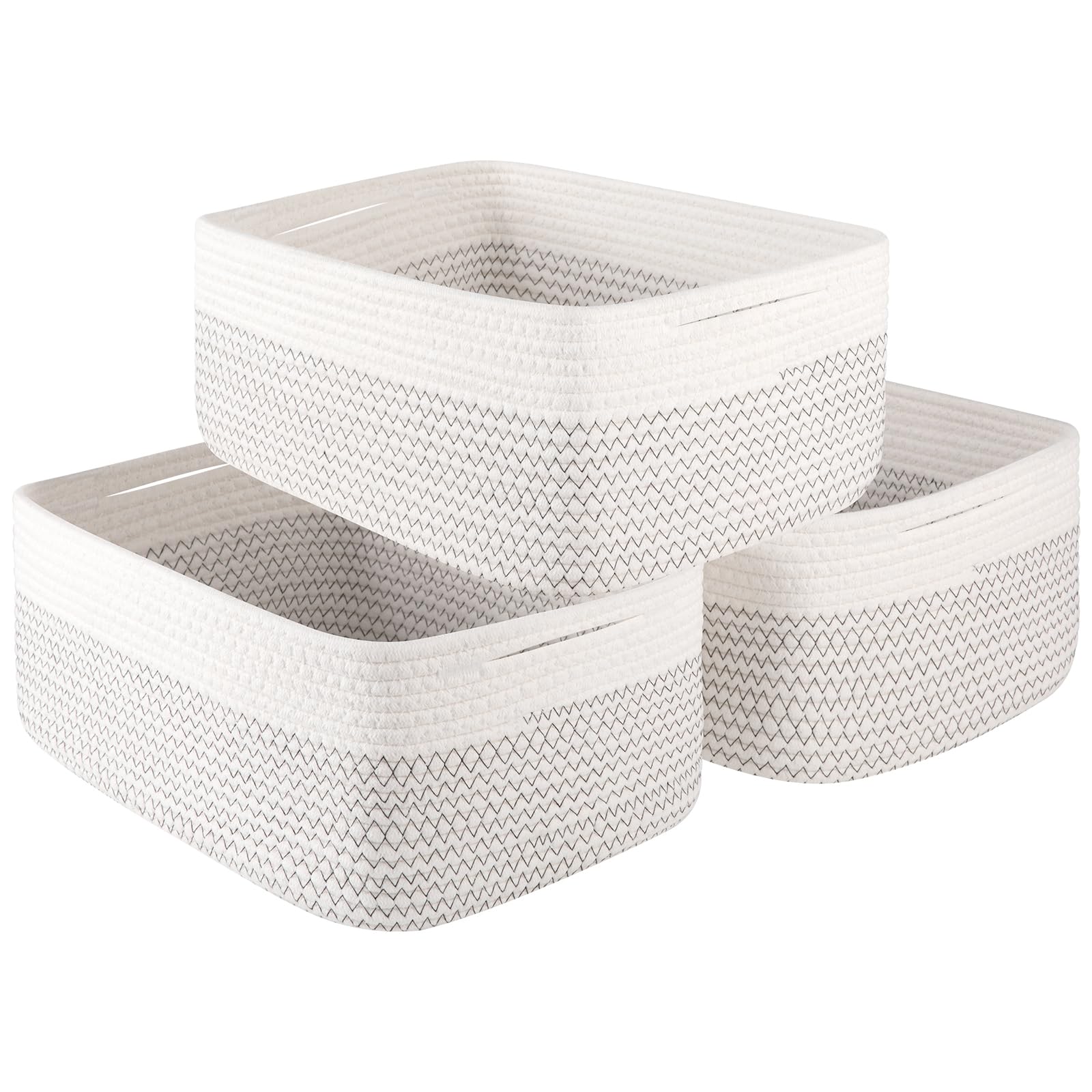OIASKET 3-pack storage baskets folded for compact shelf organization and clutter reduction
