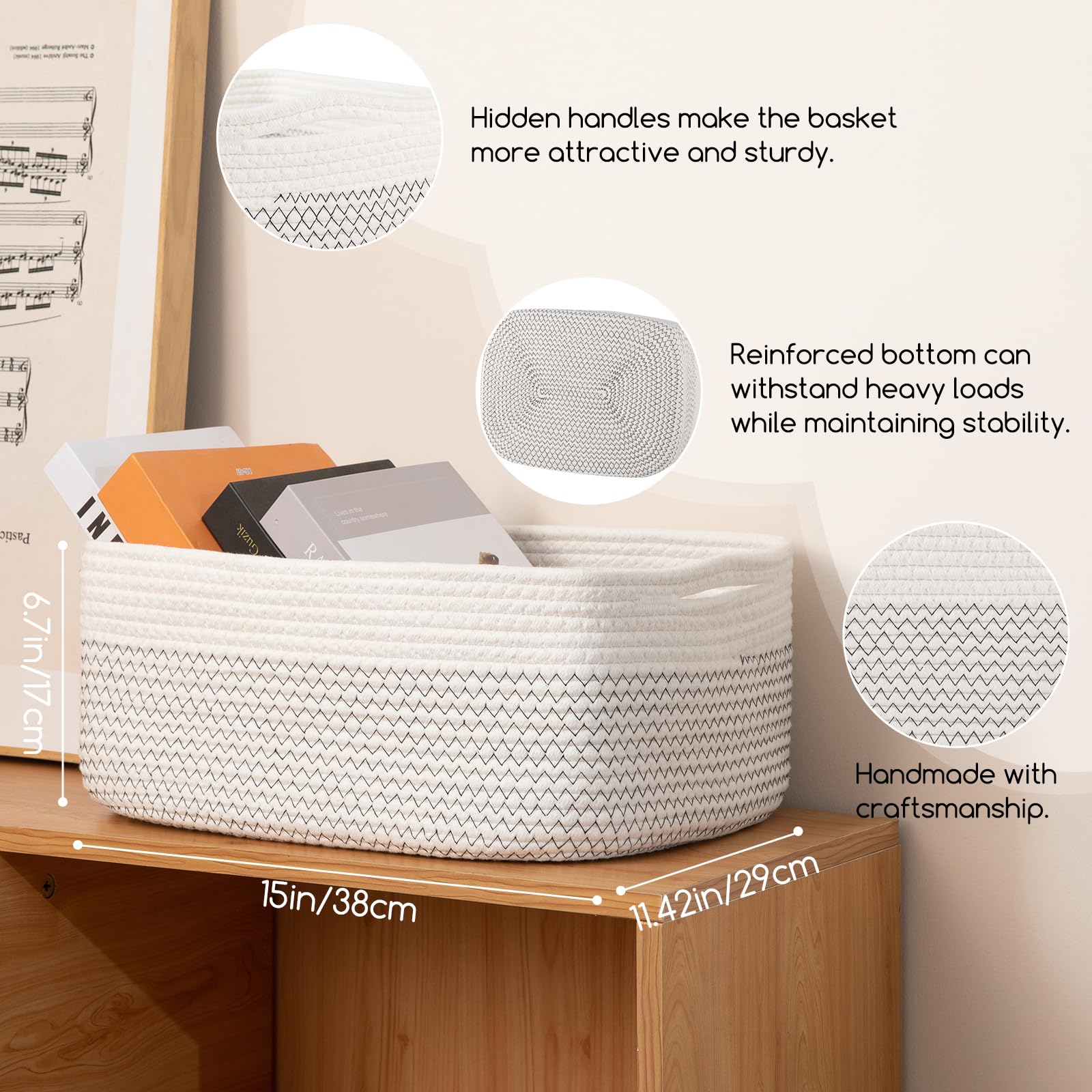 OIASKET woven baskets with soft weave texture adding warmth to shelves