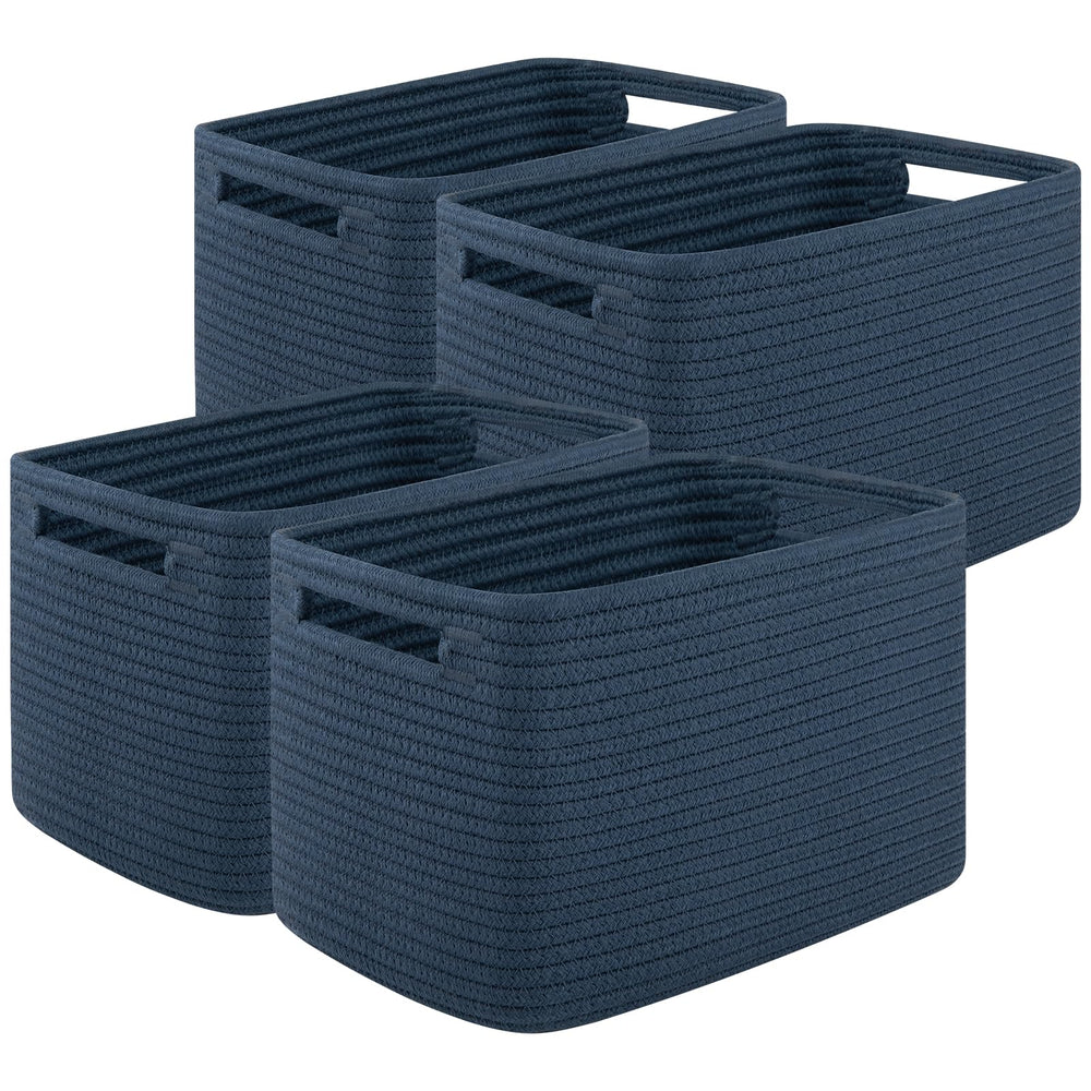 OIASKET storage baskets blue front view showing stackable design for space saving