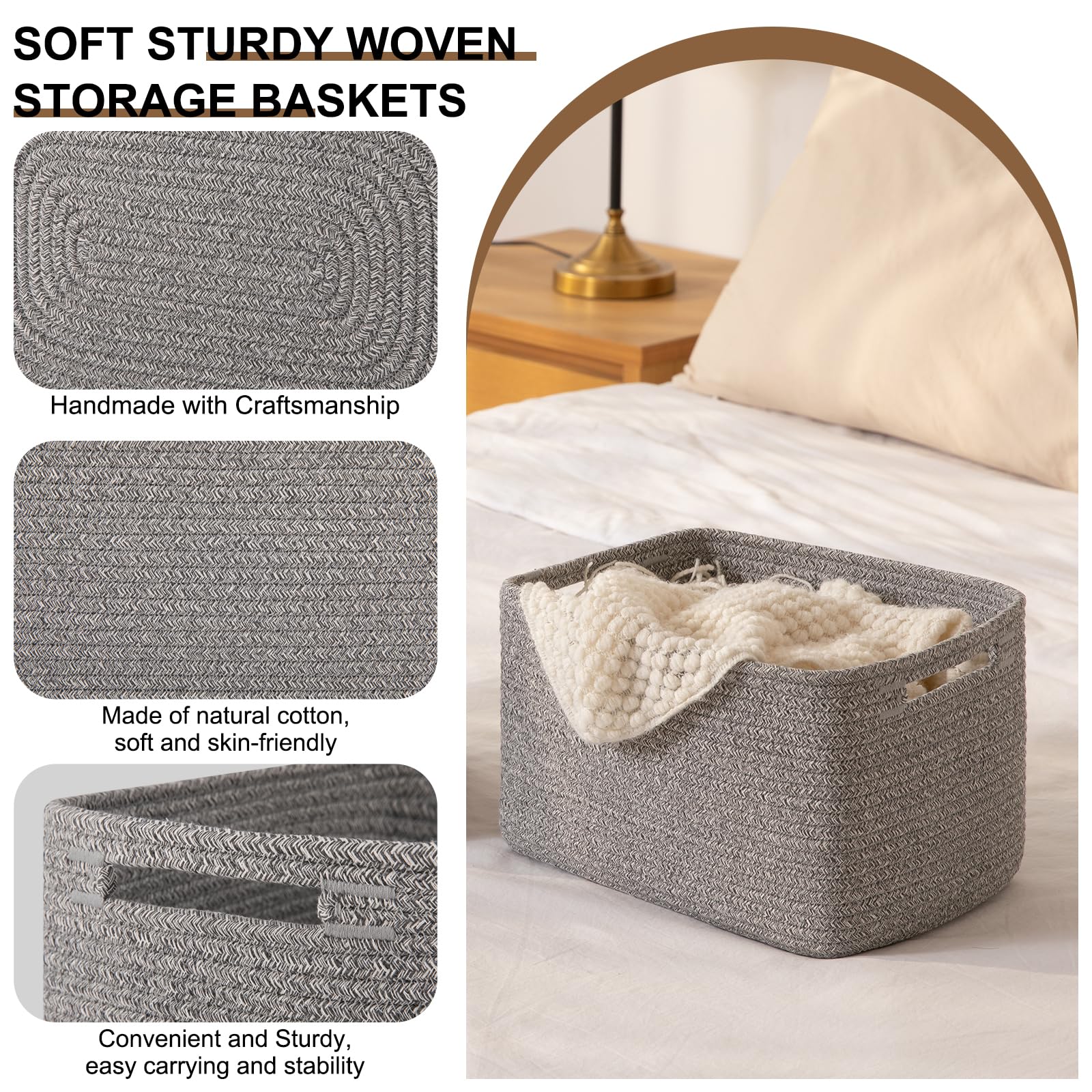 OIASKET storage basket used as a book organizer in a bedroom.